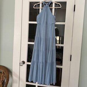 Linen Blend Halter Dress -Small